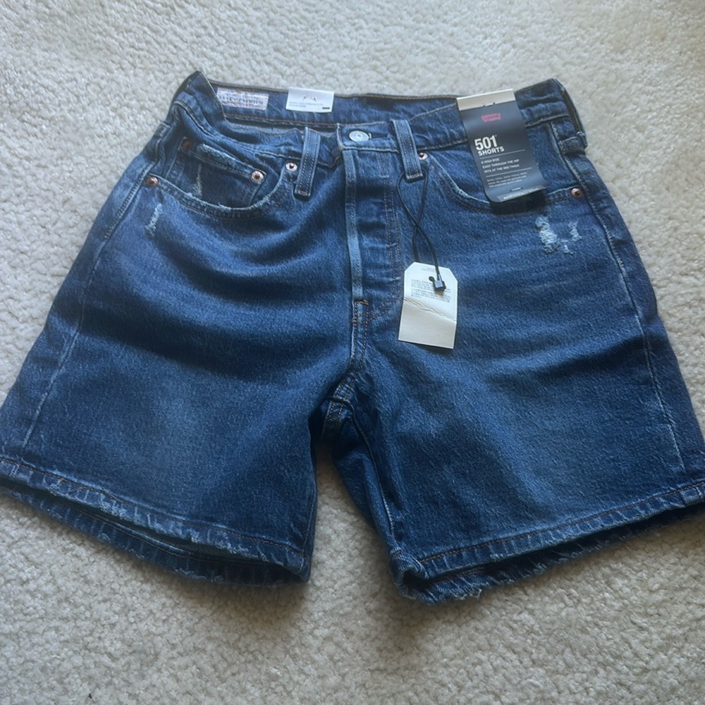 brand new women’s  levi’s 501 mid high denim shorts size 26